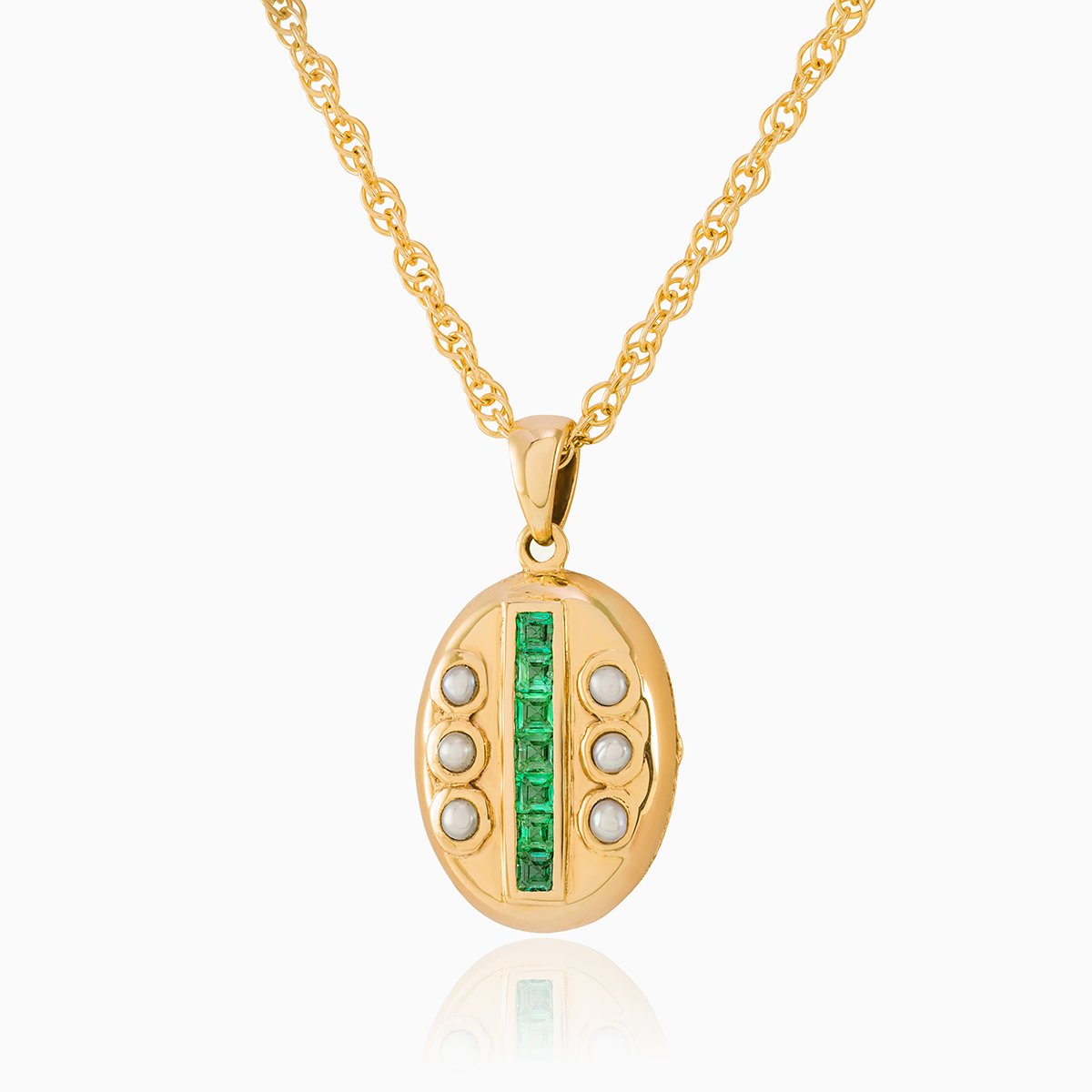 12kt vintage locket charm with buy emerald