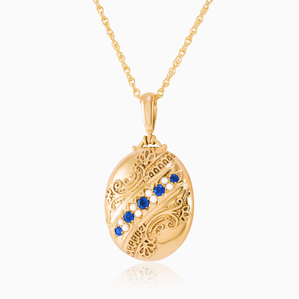 Product title: Large Sapphire Victorian Style Locket, product type: Locket