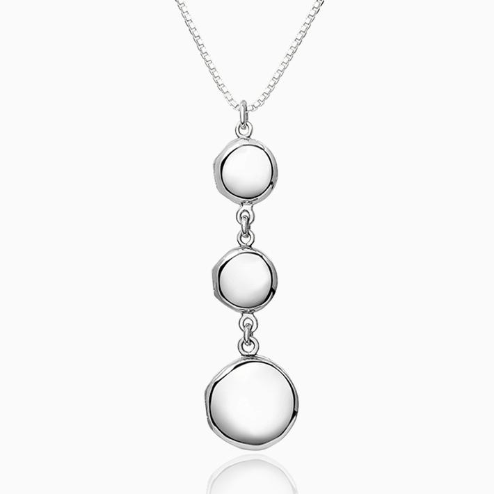 Sterling silver 925 round locket. 3 lockets hanging vertically to make a pendant.