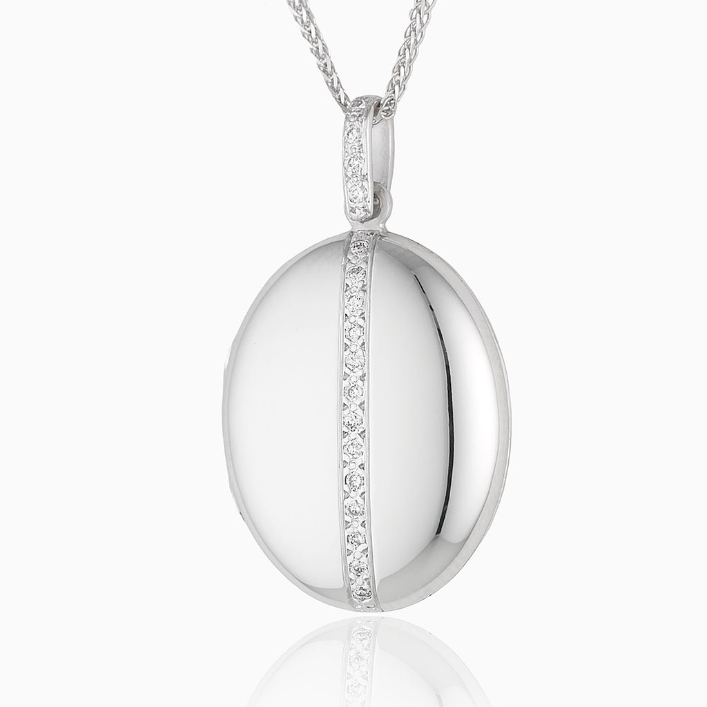 Product title: Contemporary White Gold and Diamond Locket, product type: Locket