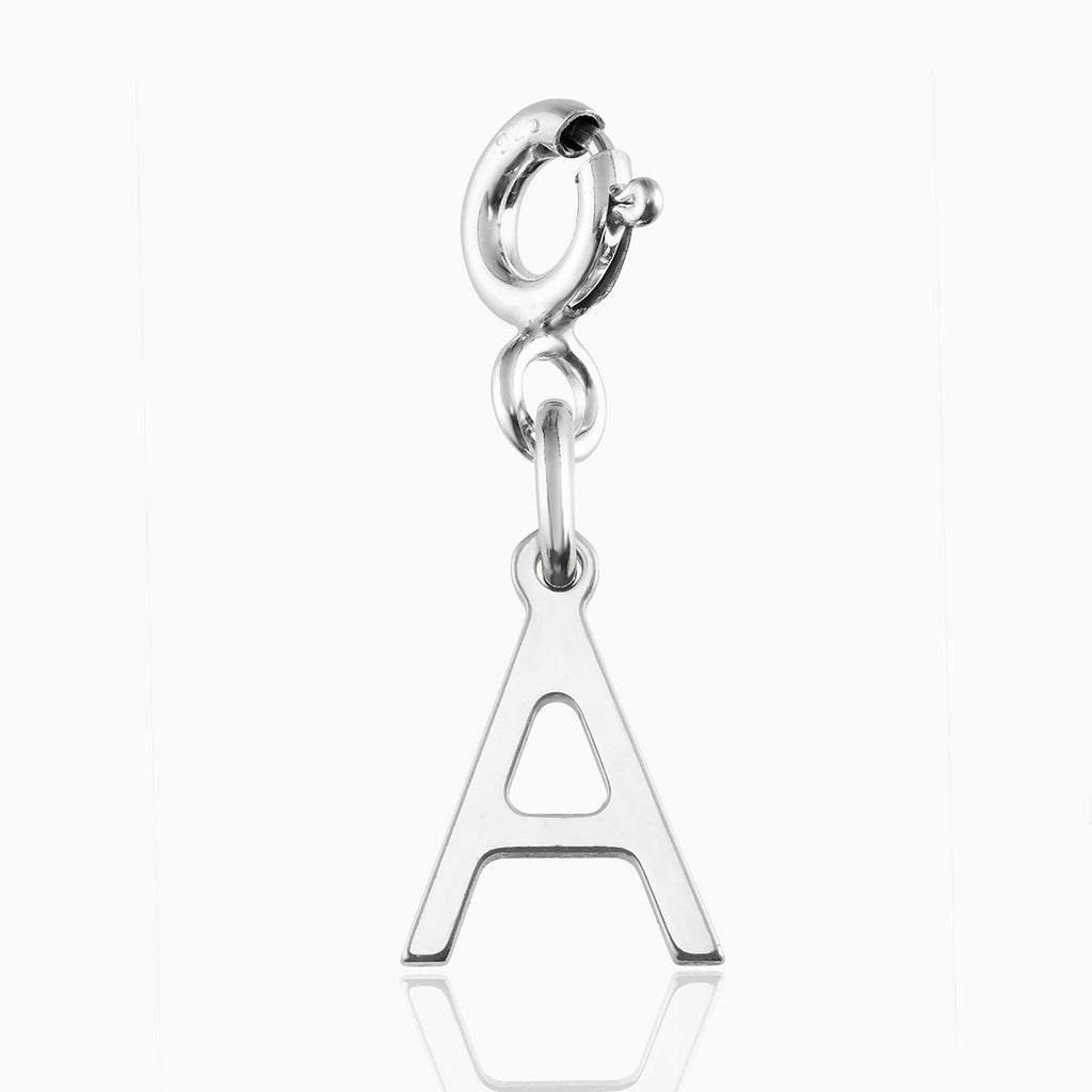 sterling silver letter A charm in Roman font