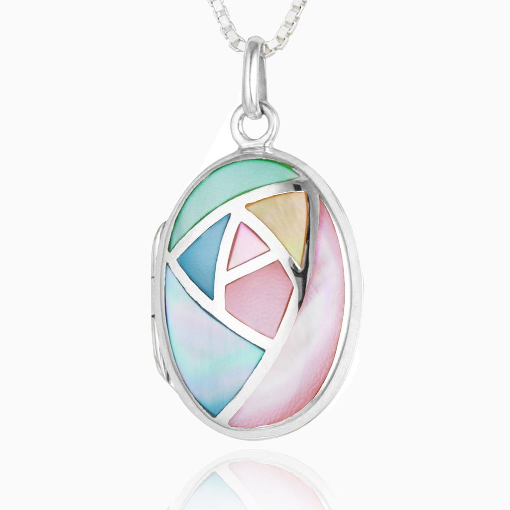 925 sterling silver yellow pink blue mother of pearl oval locket