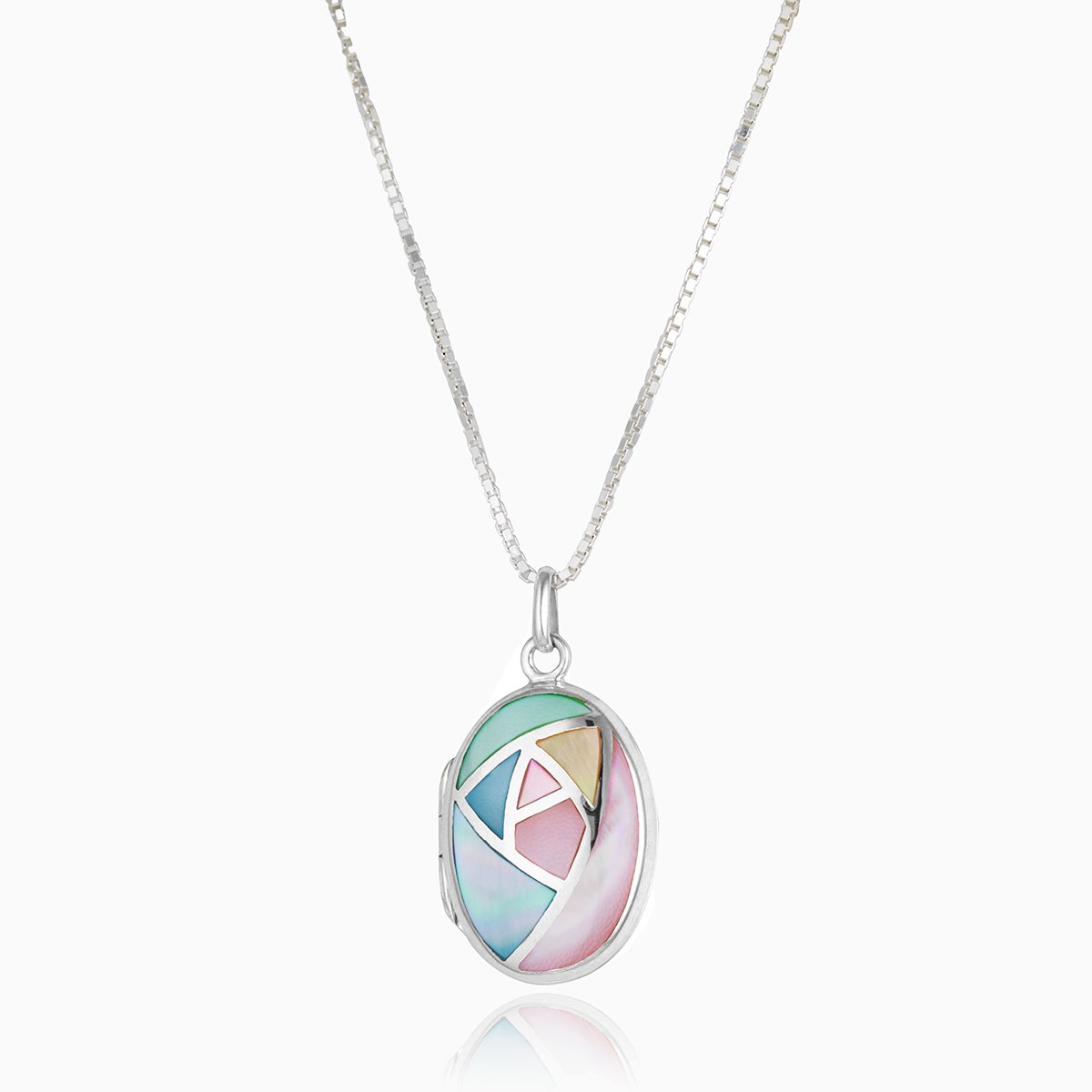 Product title: Mother of Pearl Sterling Silver Oval Locket, product type: Locket