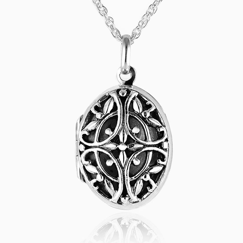 925 sterling silver oval filigree cut out locket