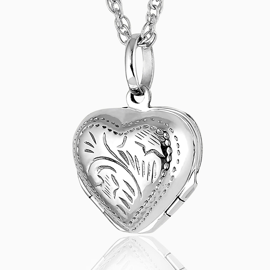 Product title: Small Engraved Silver 4-Photo Locket, product type: Locket