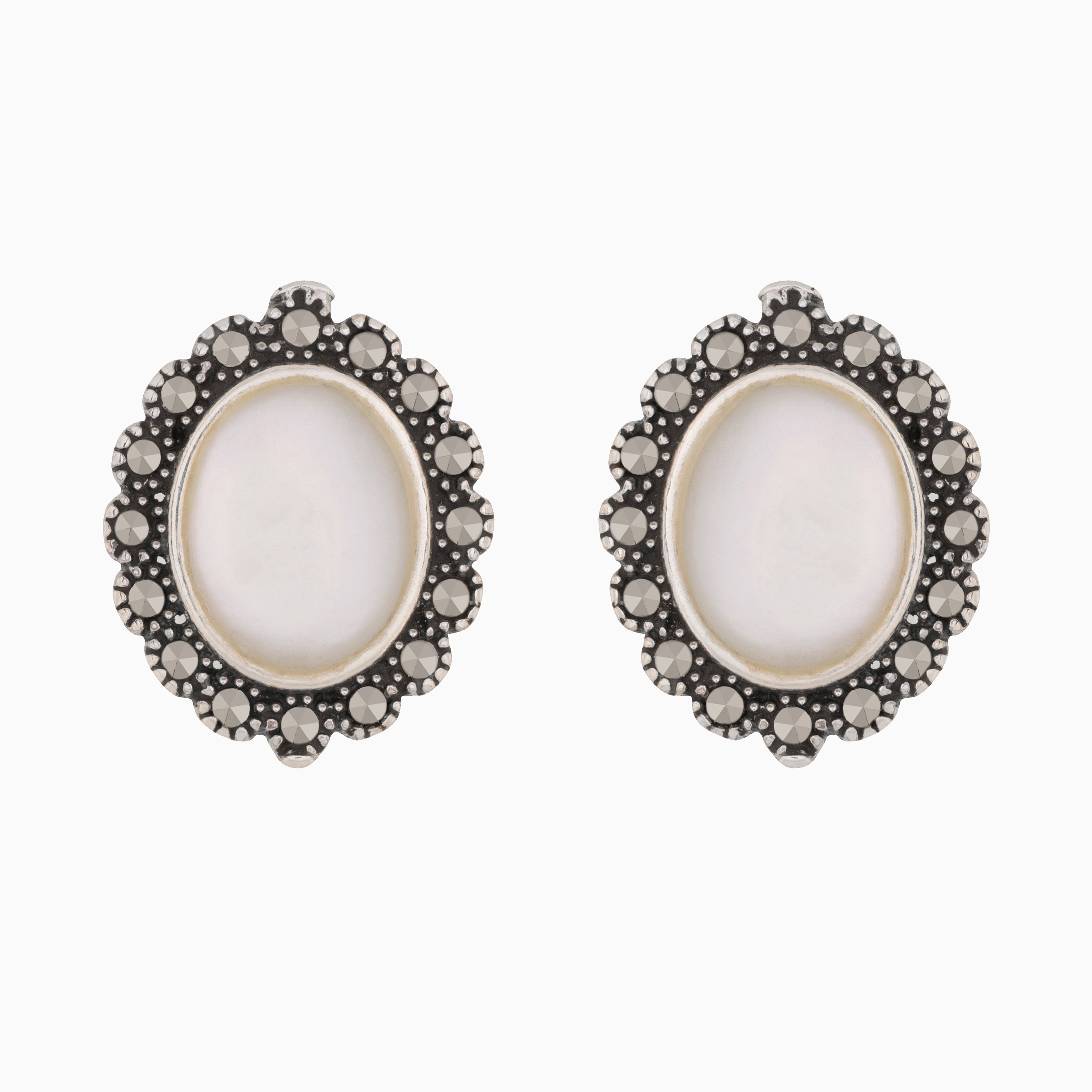 Product title: Marcasite and Mother of Pearl Earrings, product type: Earrings