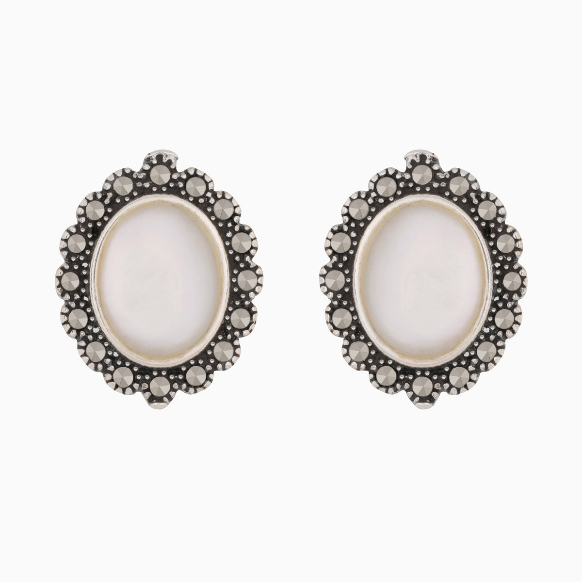 Product title: Marcasite and Mother of Pearl Earrings, product type: Earrings