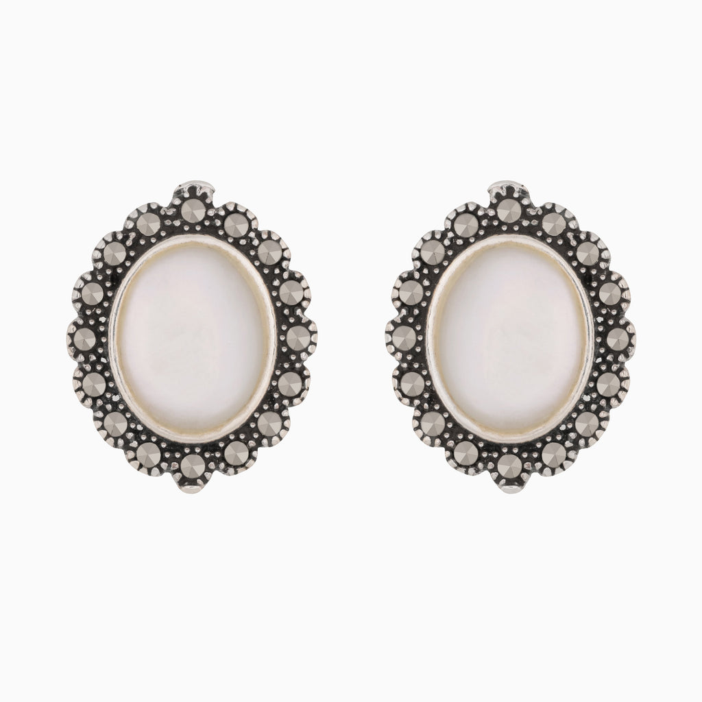 Product title: Marcasite and Mother of Pearl Earrings, product type: Earrings