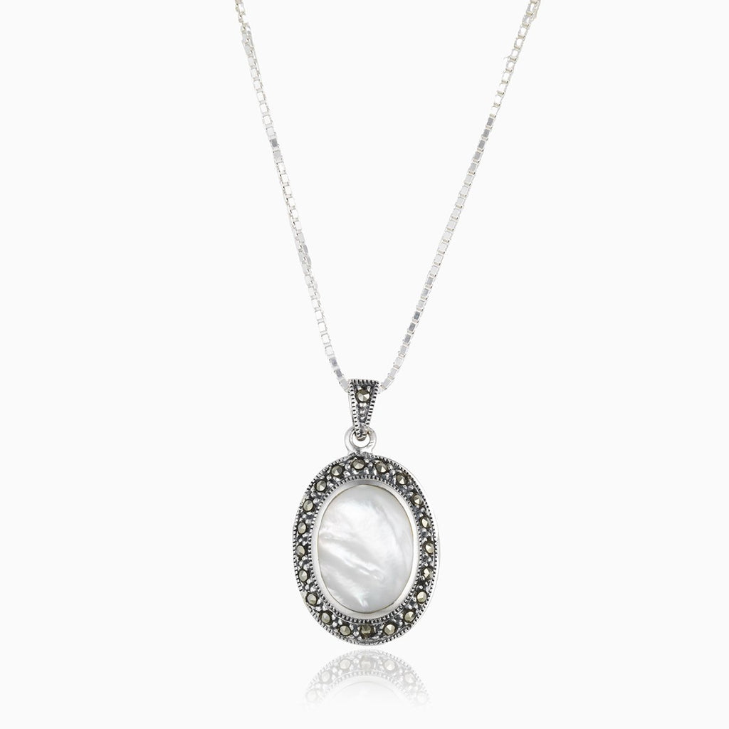 Product title: Mother of Pearl and Marcasite Locket, product type: Locket
