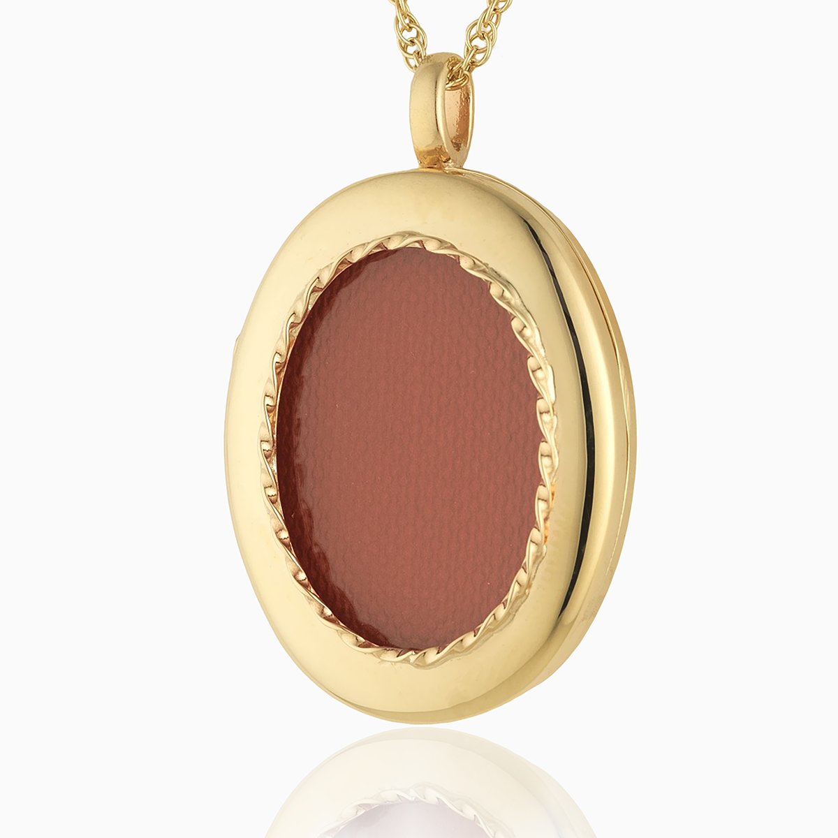 Large 3-photo 9 ct gold oval locket on a 9 ct gold rope chain