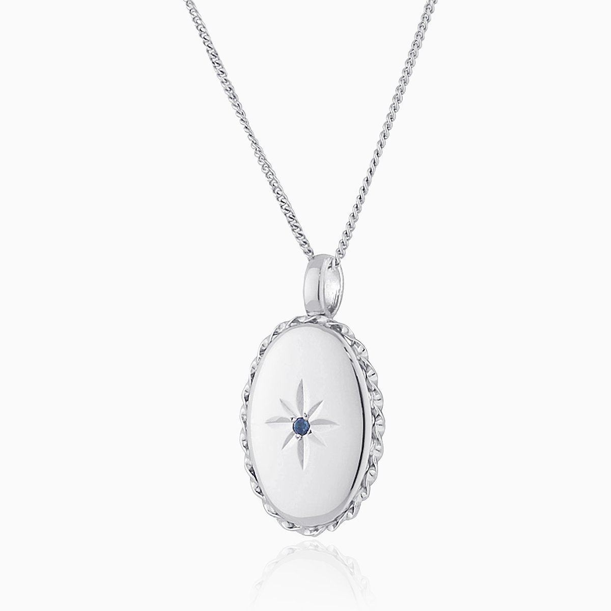Product title: White Gold and Sapphire Locket, product type: Locket