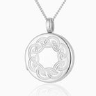 925 sterling silver round locket with engraved celtic weave