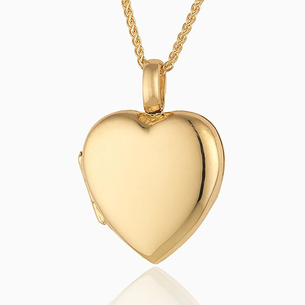 18 ct gold heart locket on an 18 ct gold spiga chain