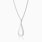 9 ct white gold teardrop shaped locket on a 9 ct white gold curb chain