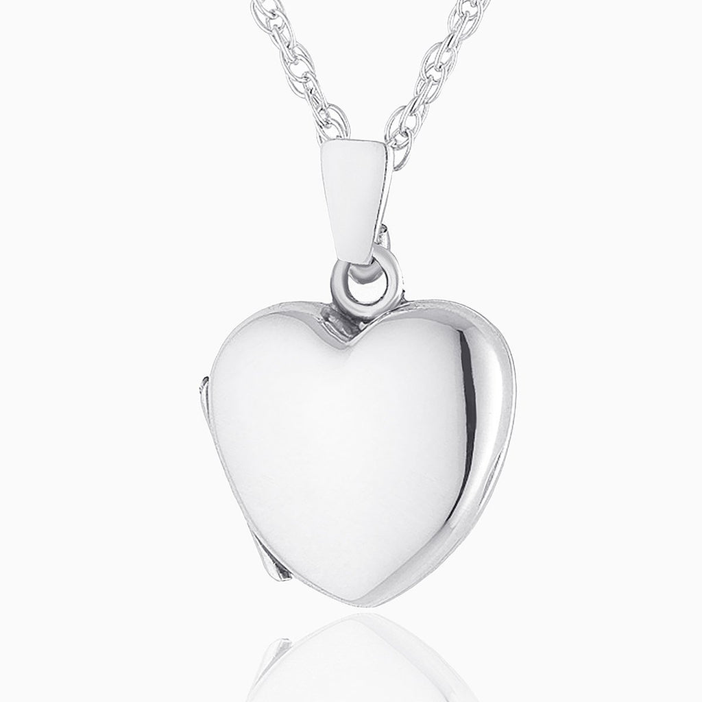 Product title: Hand Polished White Gold Petite Heart, product type: Locket