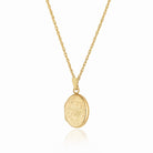Petite 9 ct gold oval locket with a floral engraving on a 9 ct gold rope chain
