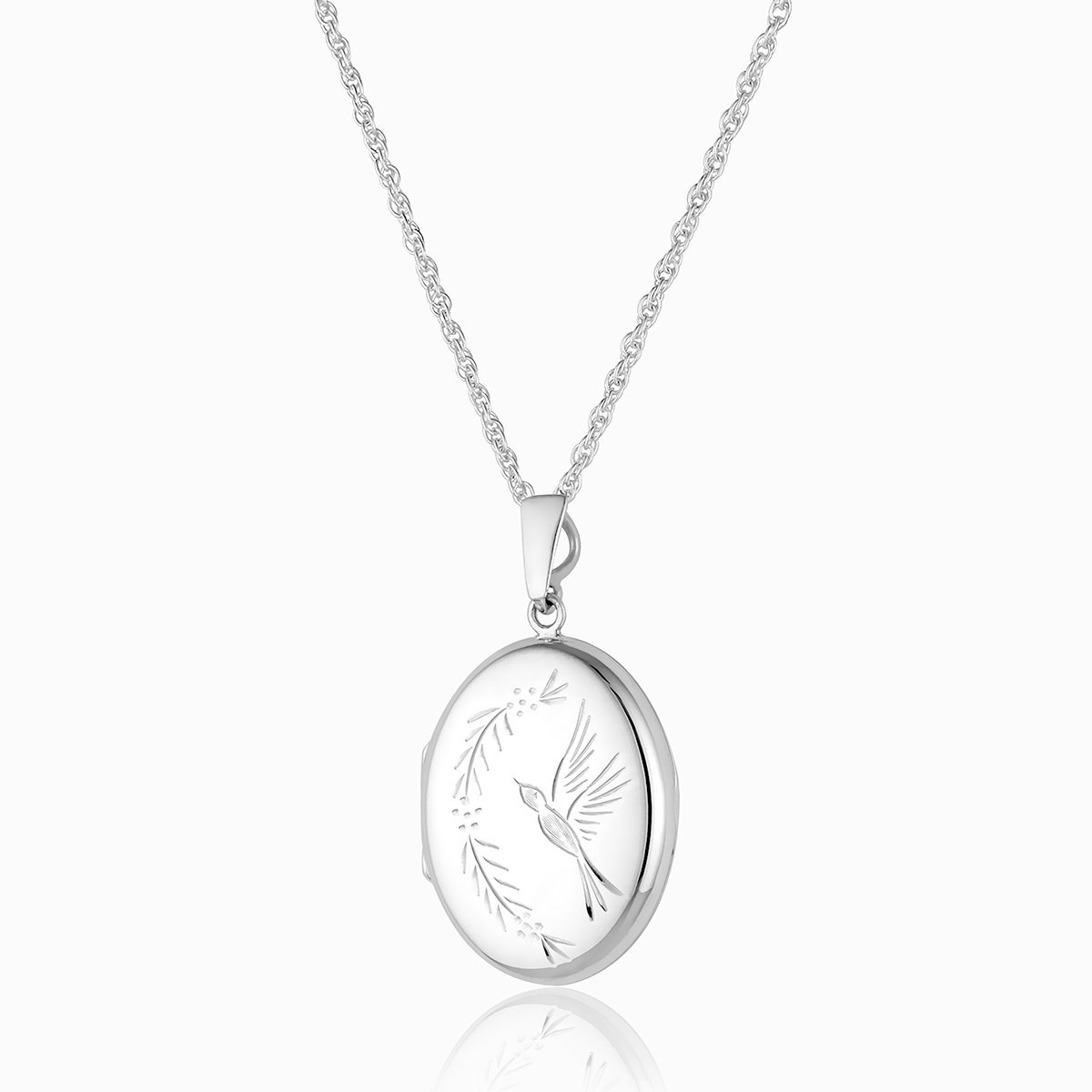 Product title: Hand Engraved Oval Bird Locket, product type: Locket