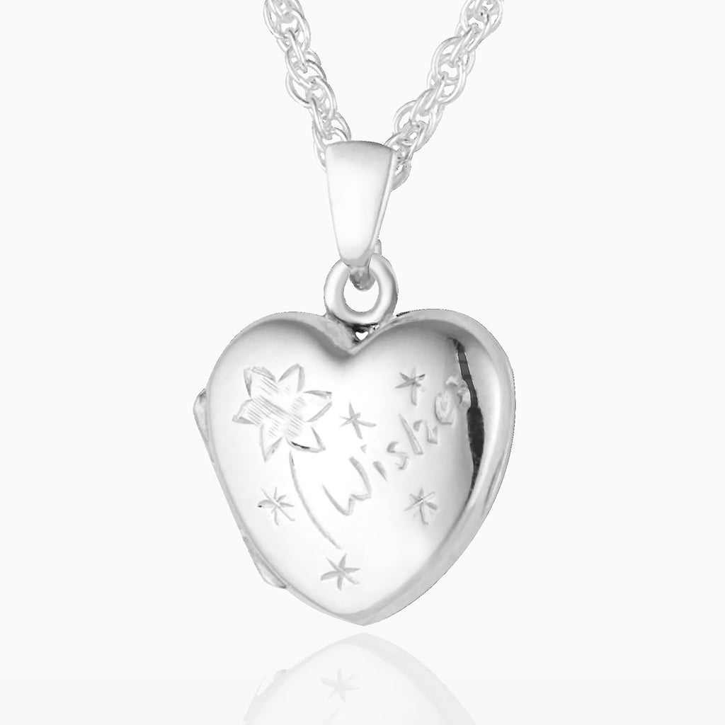 925 sterling silver petite heart with wishes engraving