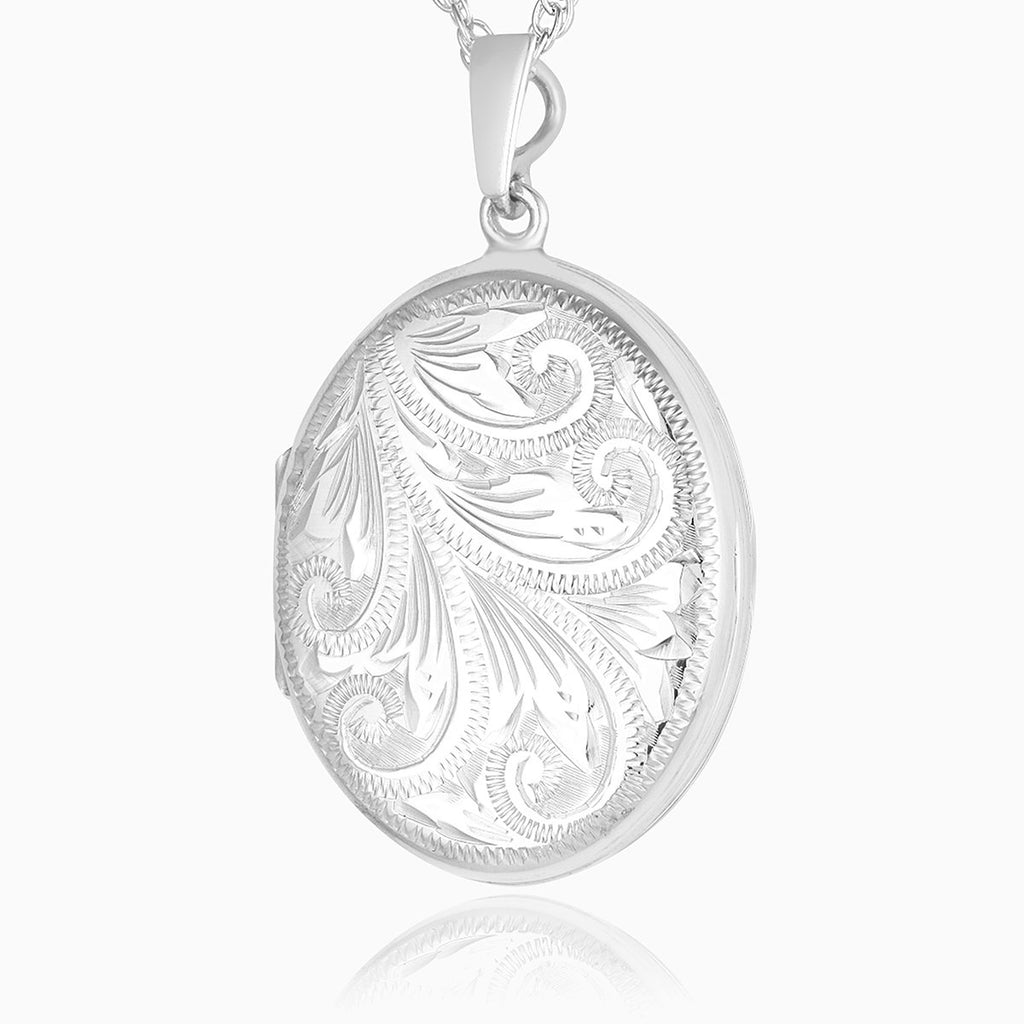 925 sterling silver 4 photo oval foliate engraved oval locket
