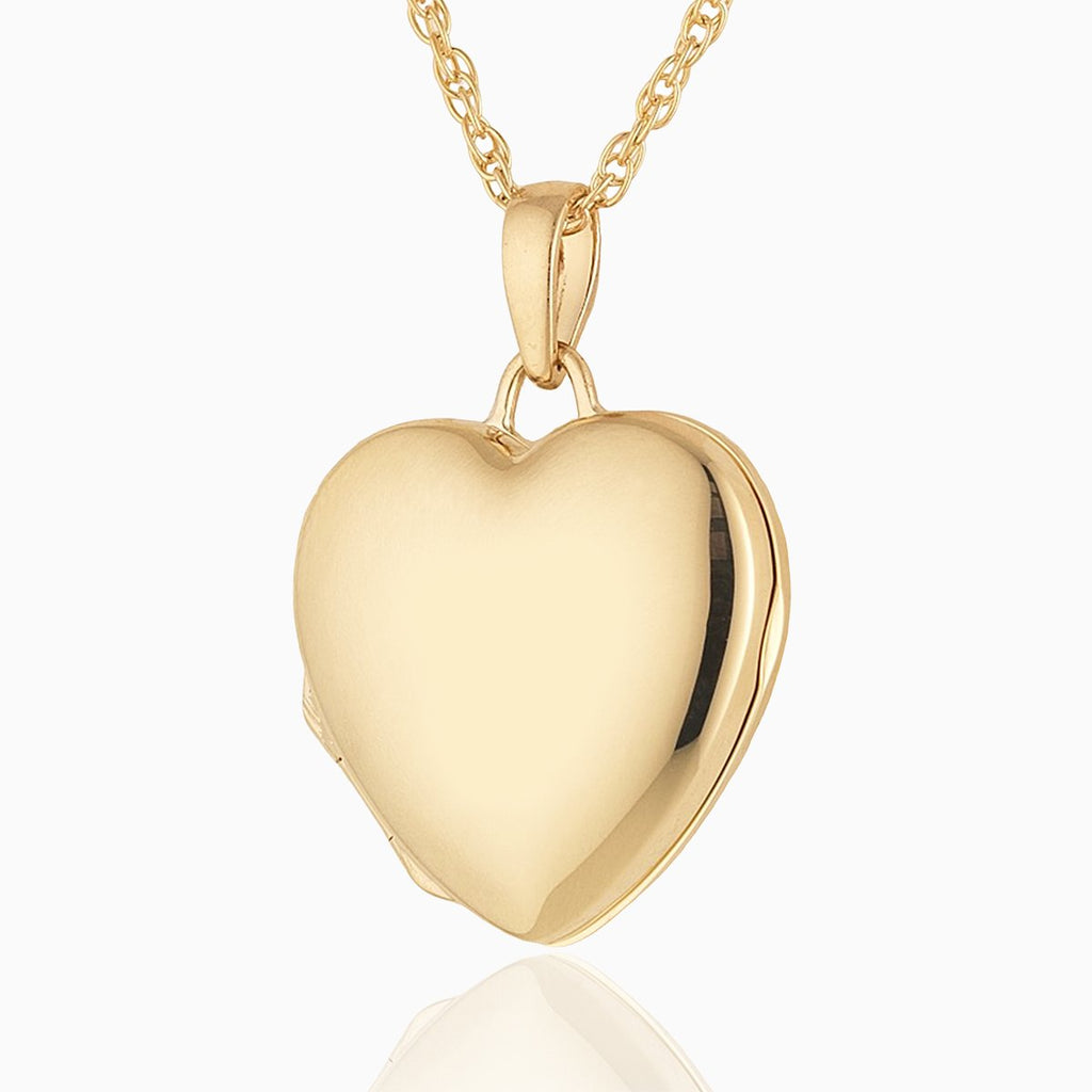 9 ct gold polished heart locket on a 9 ct gold rope chain
