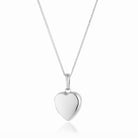 18 ct petite white gold heart locket on an 18 ct white gold franco chain