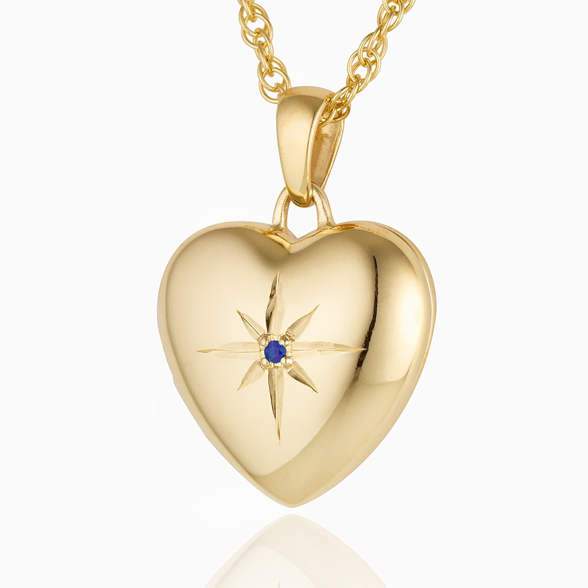 Product title: Premium Gold and Sapphire Heart Locket, product type: Locket