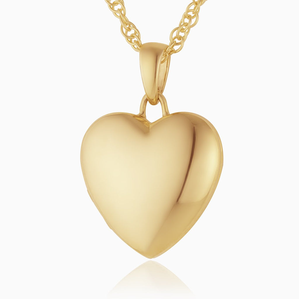 9 ct gold heart locket on a 9 ct gold rope chain