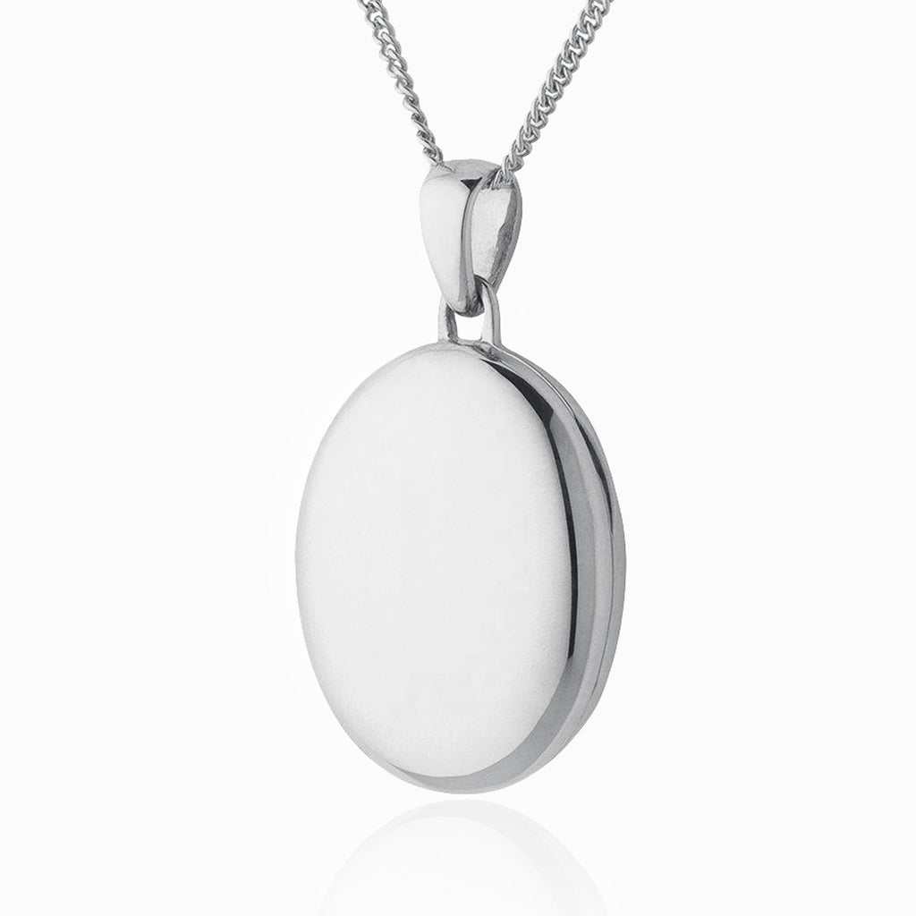 Product title: Hand Polished White Gold Oval Locket 19 mm, product type: Locket