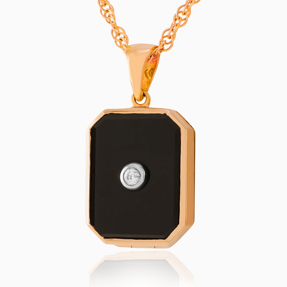 Product title: Rose Gold and Onyx Keepsake Locket, product type: Locket