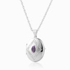 Product title: Amethyst Engraved Oval Locket, product type: Locket