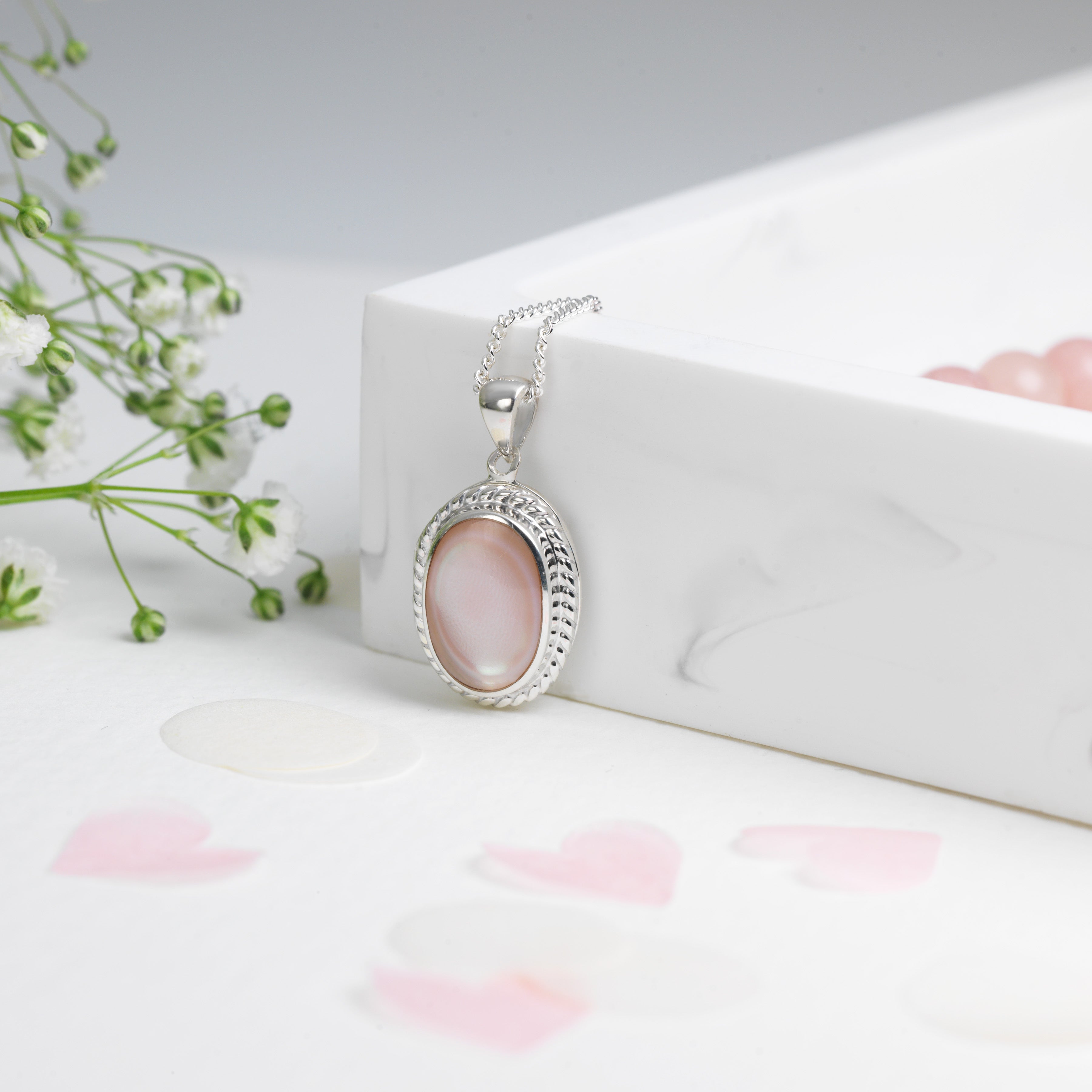 Product title: Petite Pink Mother of Pearl Oval Locket, product type: Locket