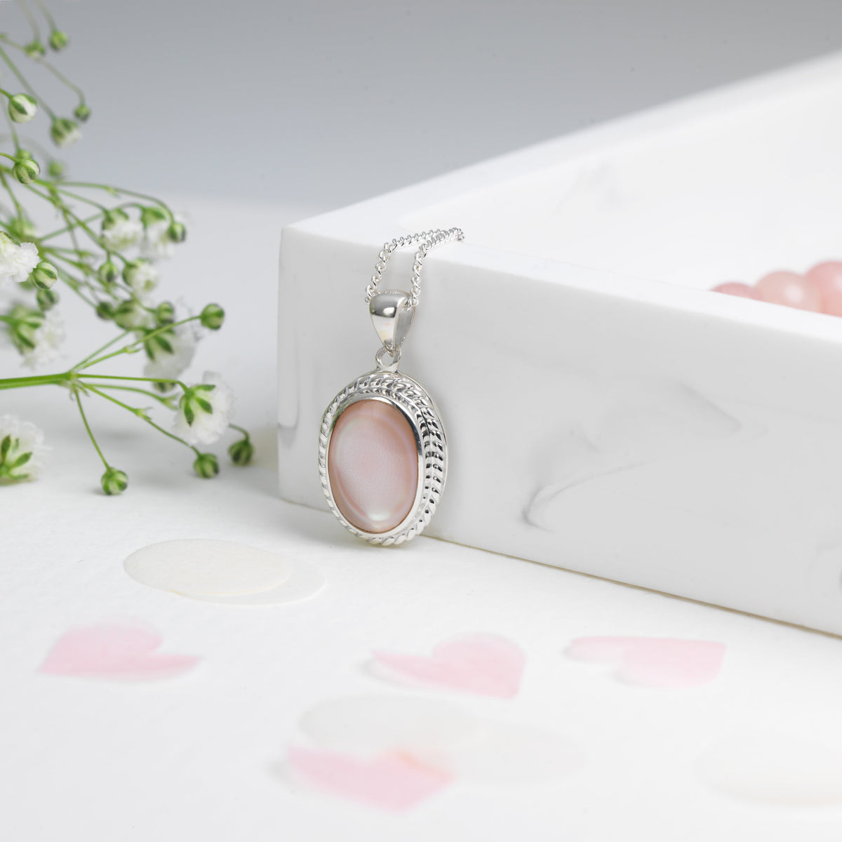 Product title: Petite Pink Mother of Pearl Oval Locket, product type: Locket