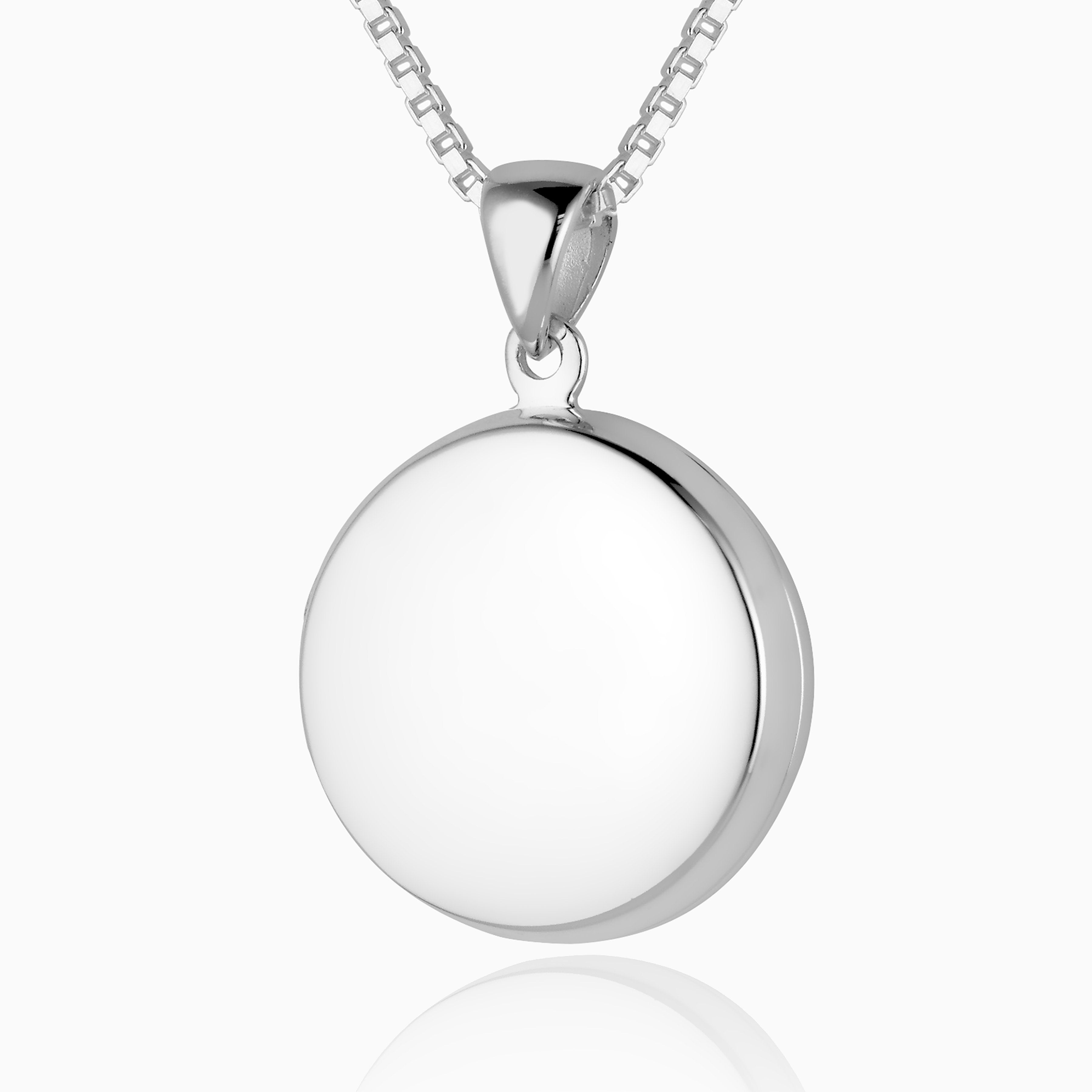 sterling silver round locket on a sterling silver box chain