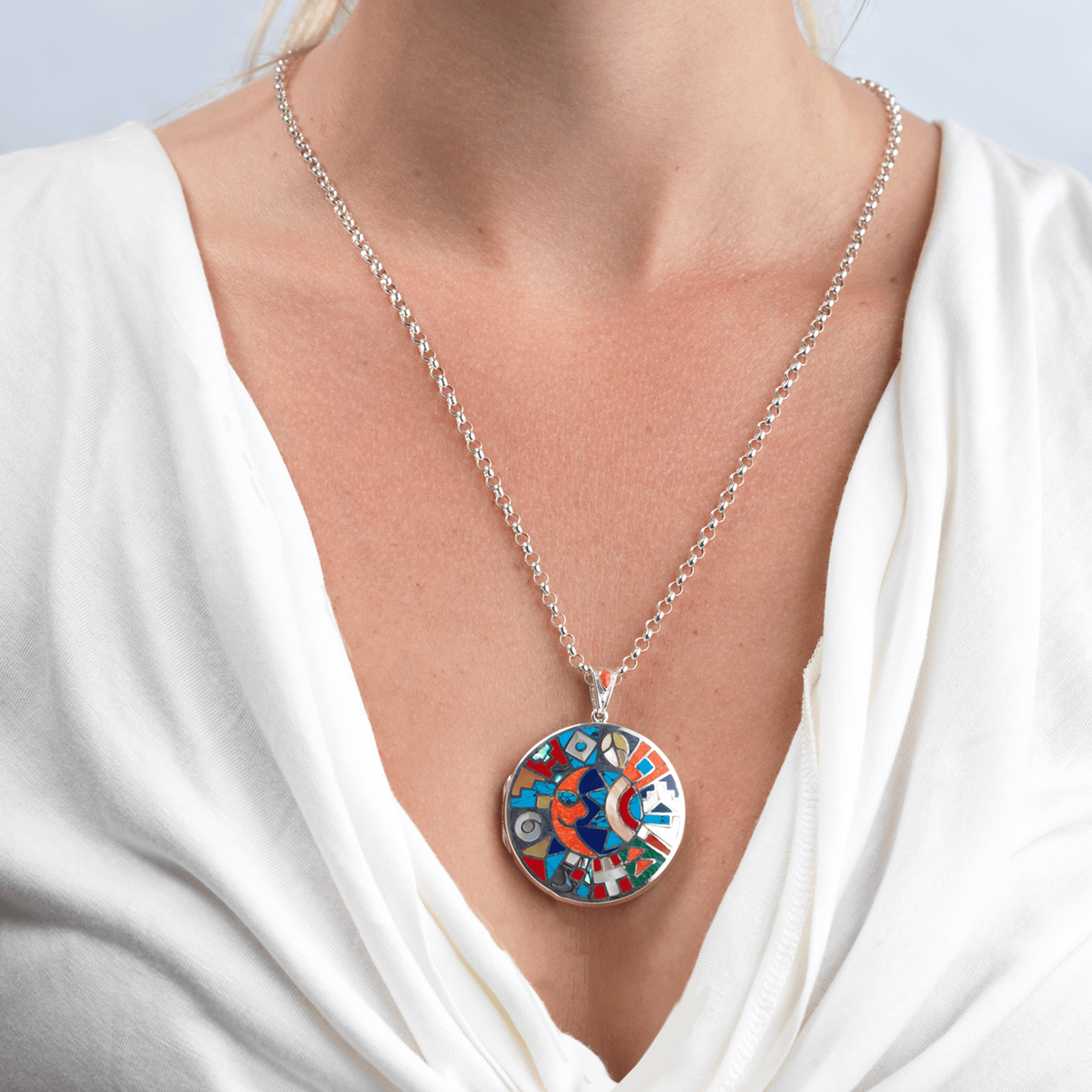 Product title: XL Sun and Moon Mosaic Locket 39 mm, product type: Locket